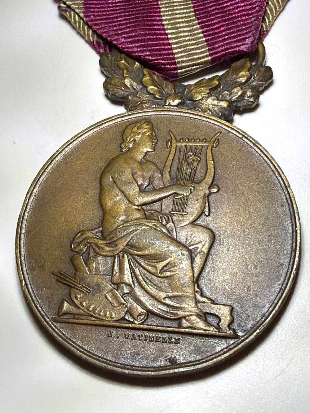 WWI Era French Bronze Society Music Honor Medal J. Vaudelle Musical Award